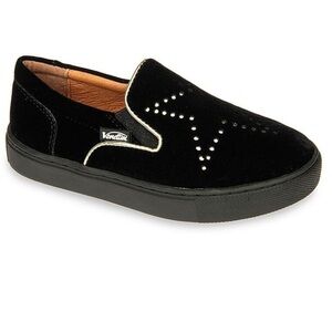 Venettini Skyle Black Velvet Slip-On Sneaker Shoe Loafer Size 39 Star Gold